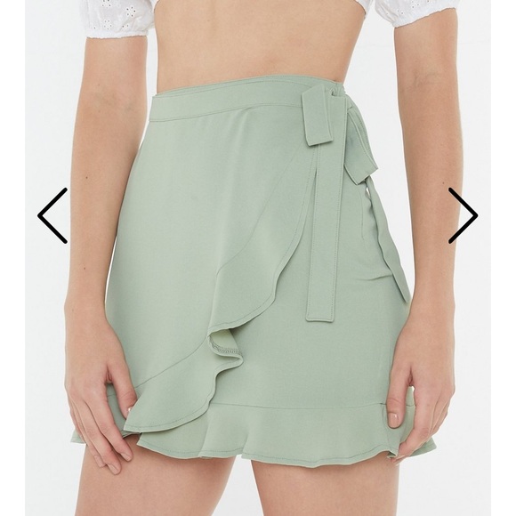 High Waisted Summer Wrap Mini Skirt with Ruffle - Picture 1 of 4